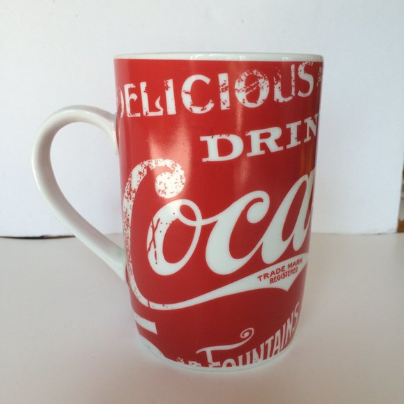 Coca Cola Coke Coffee Mug Red Ceramic White Lettering Collectible 12 oz - Picture 1 of 7